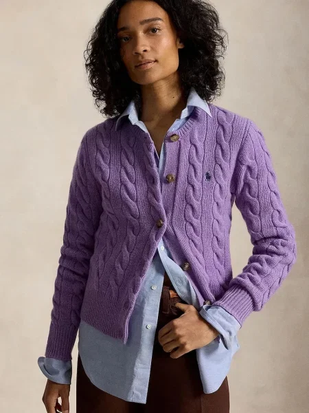 Polo Ralph Lauren cardigan pentru femei din lână violet