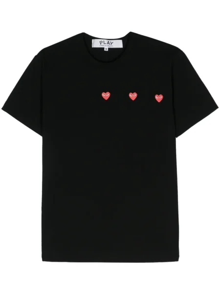 Tricou Comme Des Garcons Play cu imagine cu motiv cu inimi negru