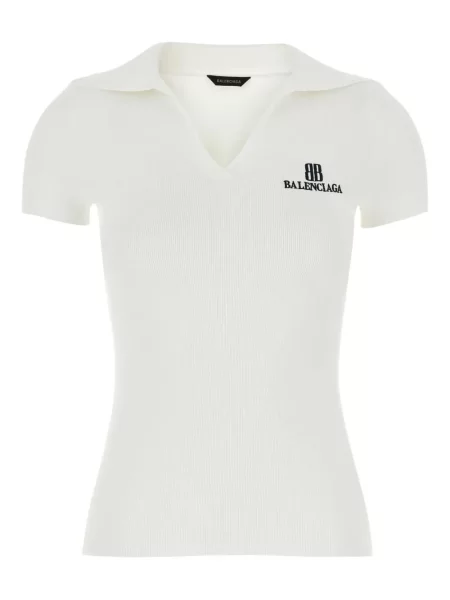 Žebrované tričko Balenciaga bílé