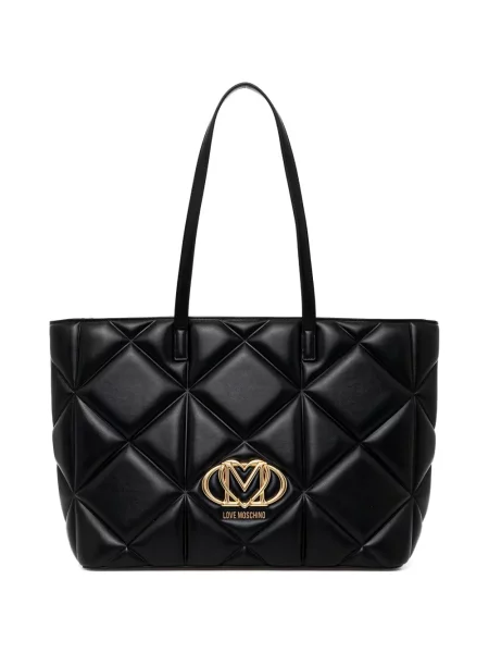 Geantă Love Moschino matlasată cu autograf negru