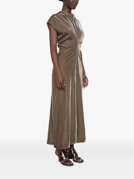 Rochie maxi Agnona de catifea cu volane verde