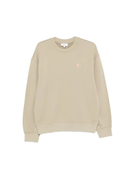 Haftowana bluza Maison Kitsune z okrągłym dekoltem beżowa