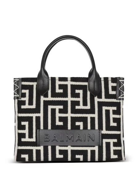 Torebka skórzana Balmain czarna