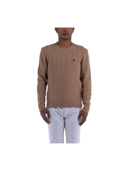 Sweter z dzianiny o kroju regular fit z mieszanki wełny i kaszmiru Ralph Lauren beżowy