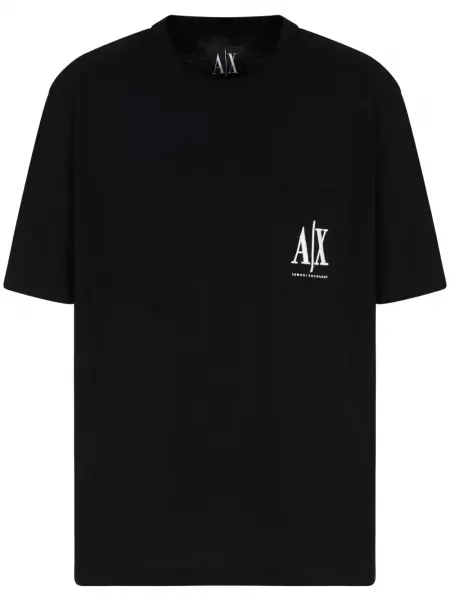 Tricou Armani Exchange cu broderie negru