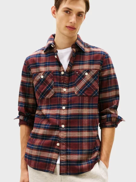 Картата сорочка Tommy Hilfiger коричнева