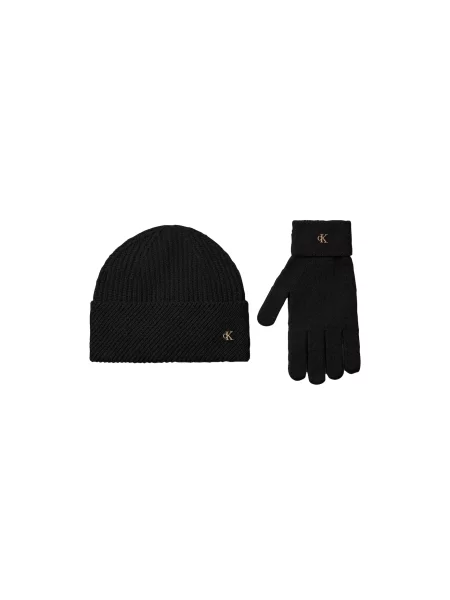 Calvin Klein căciulă și mănuși pentru femei cu lână negru