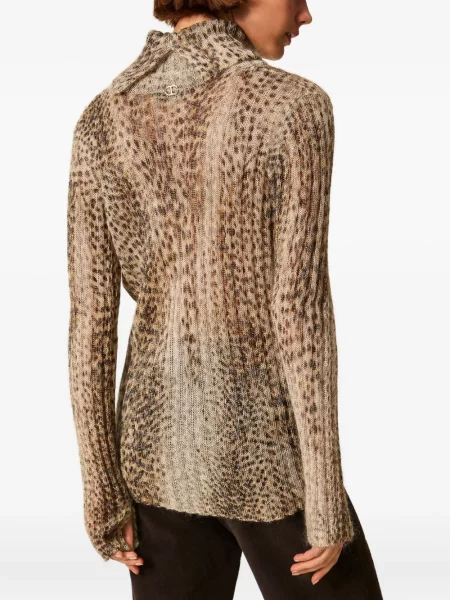 Pulover Twinset cu imagine cu model leopard maro