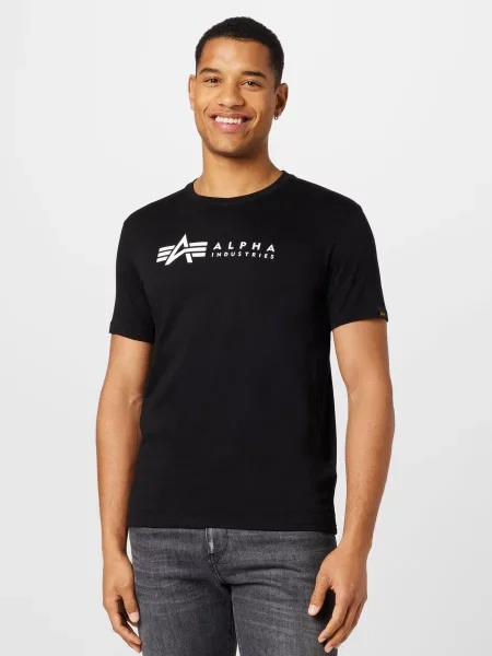 ALPHA INDUSTRIES Tricou / alb negru