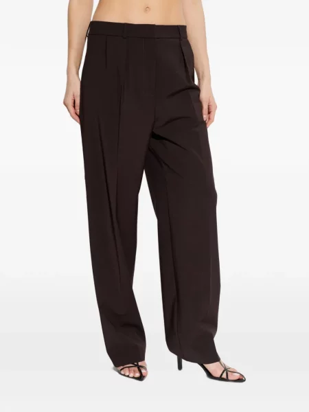 Pantaloni Lacoste plisate maro