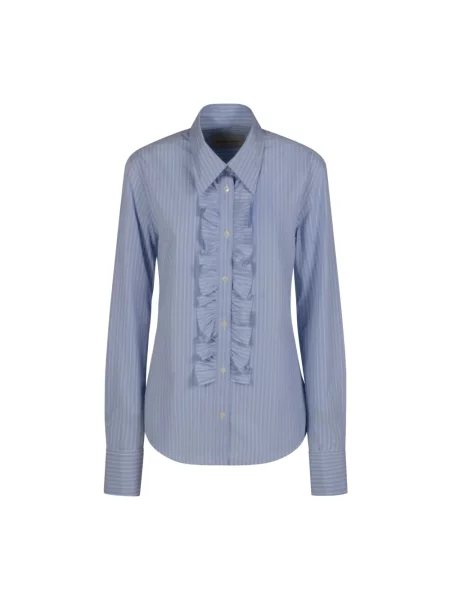 Koszula Ami Paris z falbankami z długim rękawem niebieska