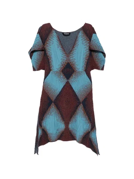 Rochie Kiko Kostadinov cu model argyle din jacard albastru