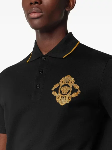 Polo majica Versace s vezom crna