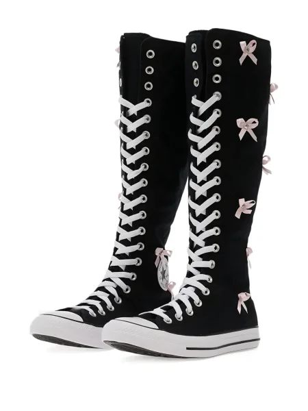 Мюли Converse на платформе бродирани на цветя сребристо