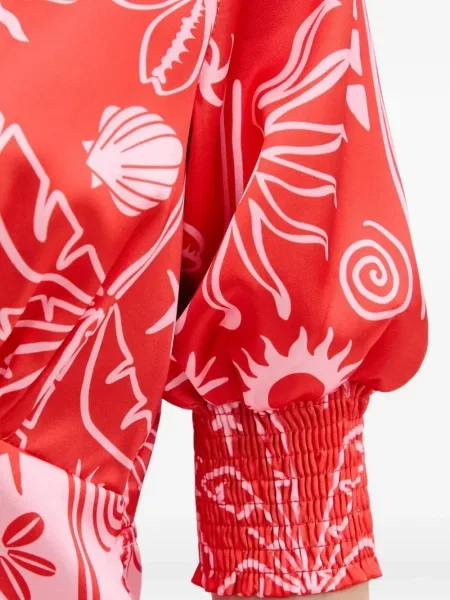 Rochie midi Never Fully Dressed cu imagine cu decolteu în V până la genunchi roșu