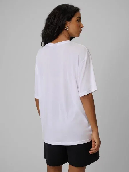 T-shirt loose gładki 4F biała