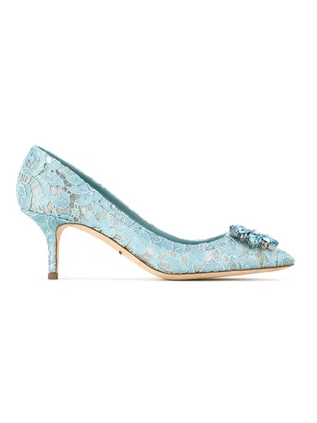 Pantofi cu toc Dolce & Gabbana din dantelă albastru