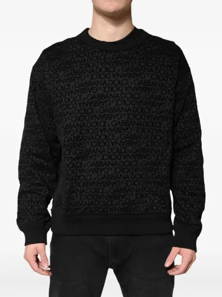 Pulover Dolce & Gabbana cu imagine cu decolteu rotund negru