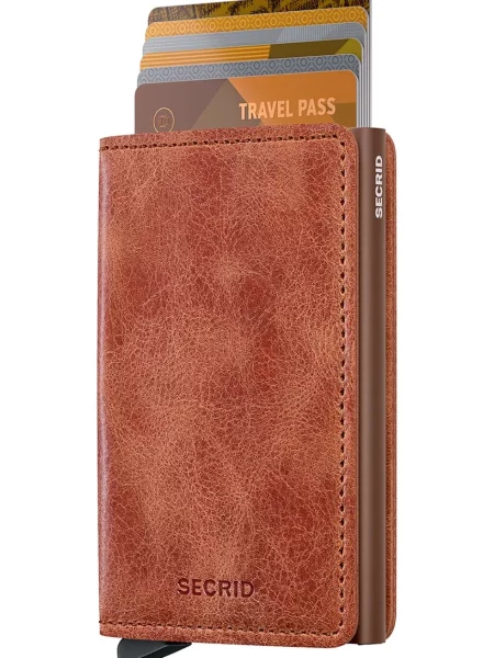 Secrid portfel skórzany SV-Cognac-Brown brązowy