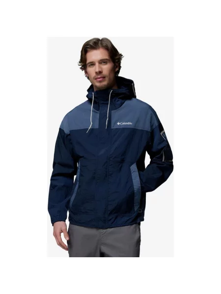 Kurtka z kapturem Columbia Challenger II Windbreaker granatowa XS niebieska