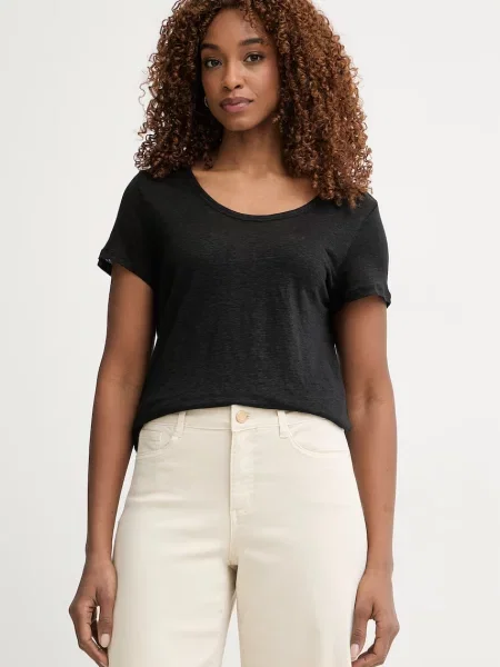 United Colors of Benetton T-shirt lniany czarna