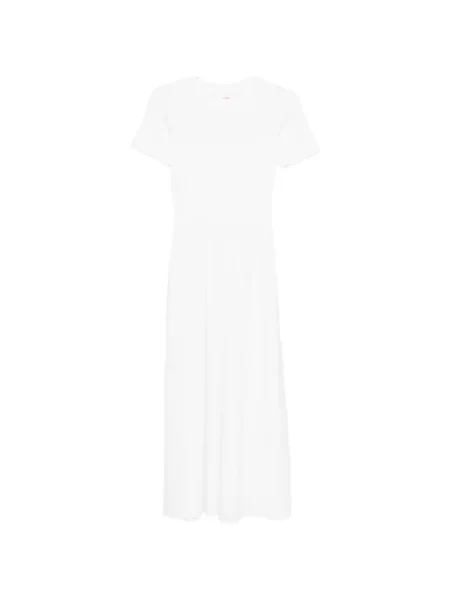 Rochie midi Xirena cu decolteu rotund până la genunchi de costum alb