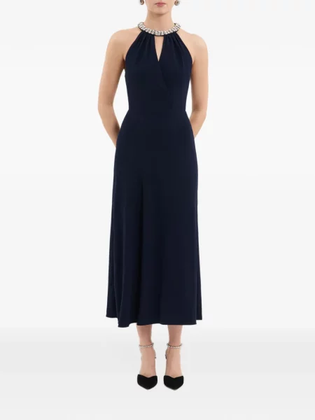 Rochie midi Rebecca Vallance cu gât halter albastru