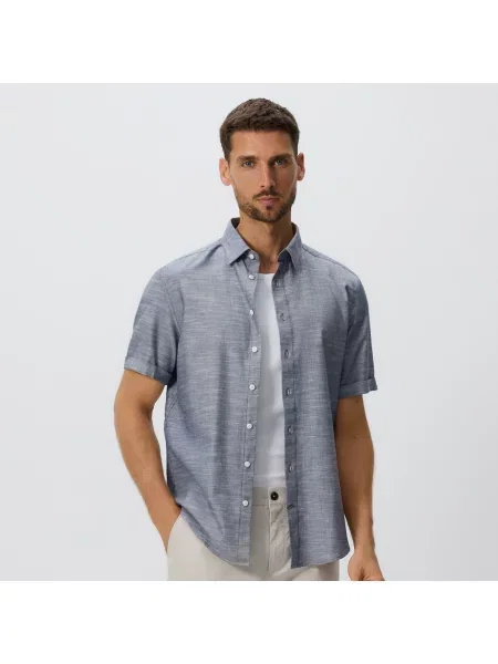 Reserved Košile regular fit s vysokým podílem bavlny tmavomodrá