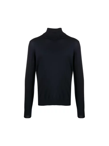 Sweter z golfem La Fileria wełniany niebieski