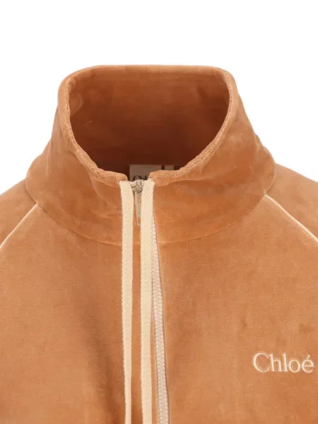 Pulover Chloé de catifea cu autograf portocaliu