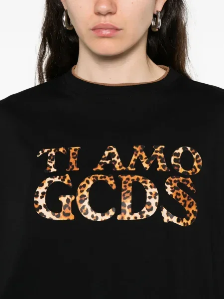 Tricou Gcds cu imagine cu model leopard negru