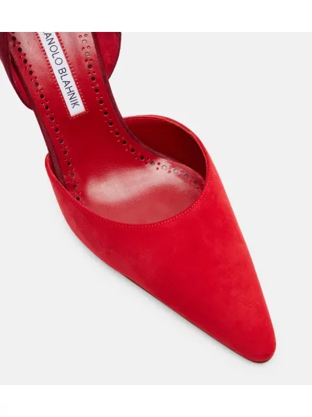Pantofi cu toc Manolo Blahnik din piele de căprioară roșu