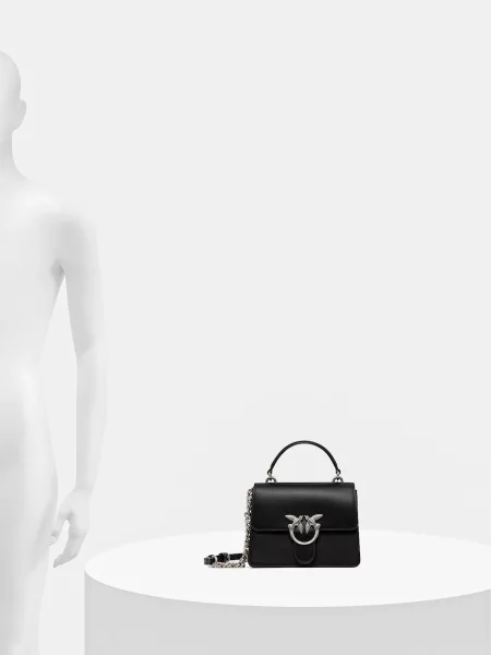 Pinko чанта crossbody дамска от кожа черно