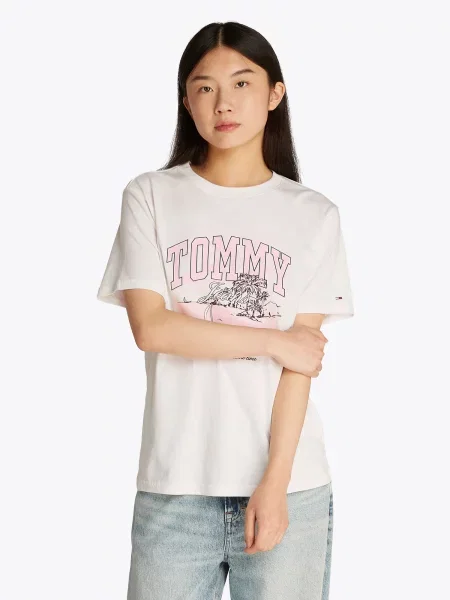 Tommy Jeans Tričko Tonal Tropics Écru biela