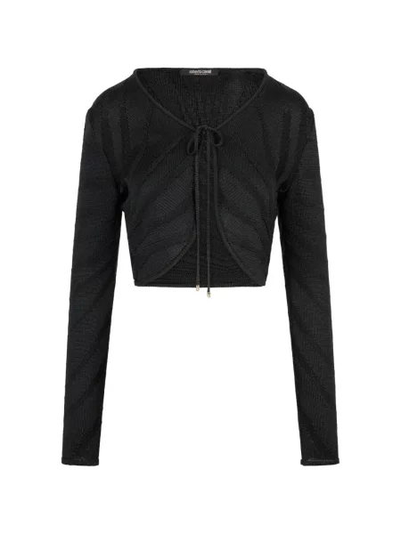 Cardigan Roberto Cavalli tricotate cu legături negru