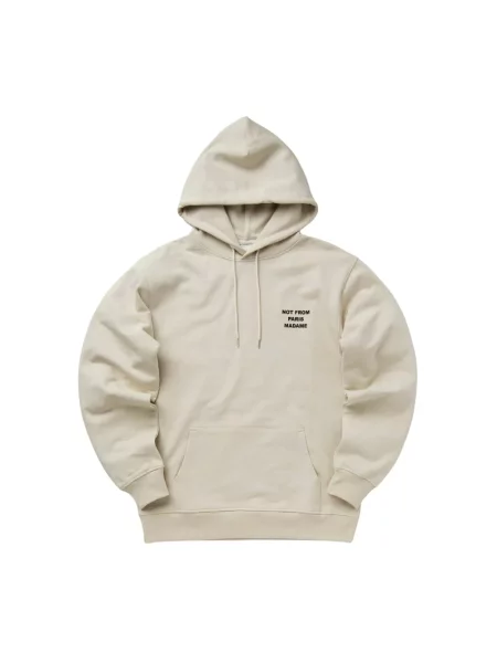 Drole de Monsieur Bluzy Mężczyzna XL Bluza z Kapturem z Napisem beżowy