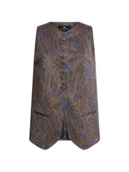 Vestă Etro cu model paisley din jacard albastru