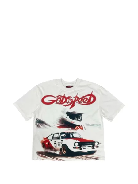 Tricou Godspeed cu imagine alb