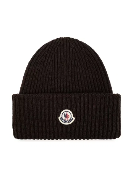 Czapka Moncler wełniana brązowa