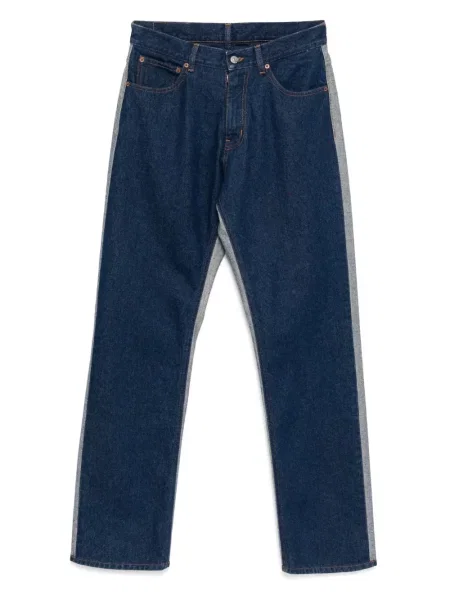 Straight fit džíny Mm6 Maison Margiela se záplatami modré