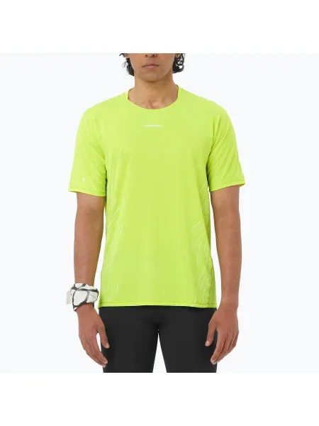 Tricou de alergare pentru bărbați Salomon Sense Aero SS Tee GFX acid lime