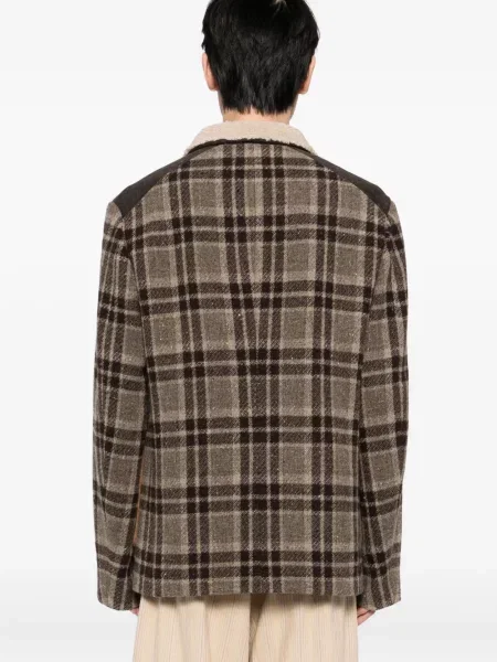 Geanta de piele Communs în carouri maro