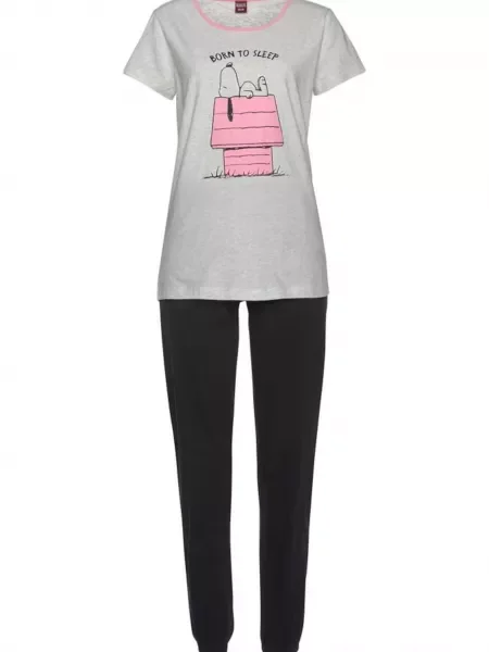 PEANUTS Pijama gri / roz negru