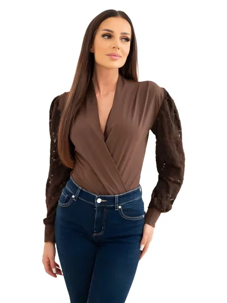 Lumera Blúzka Jacquard' hnedá