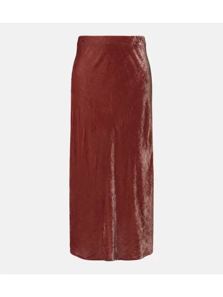 Fustă midi Velvet de catifea până la genunchi roz