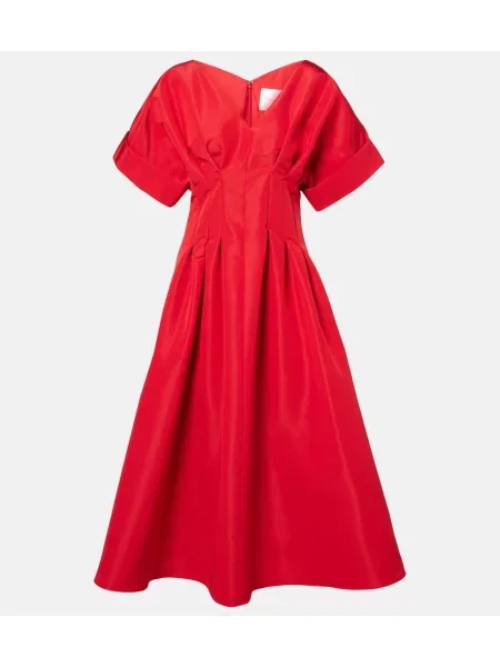 Rochie midi Carolina Herrera de mătase până la genunchi de costum roșu