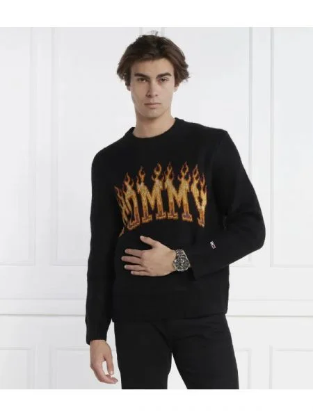 Tommy Jeans Pulover | Relaxed fit negru
