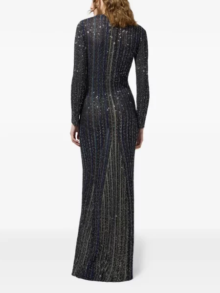 Rochie maxi Missoni cu paiete cu dungi negru