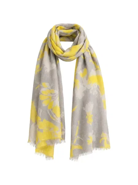 Fular Kinross Cashmere cu franjuri din cașmir gri