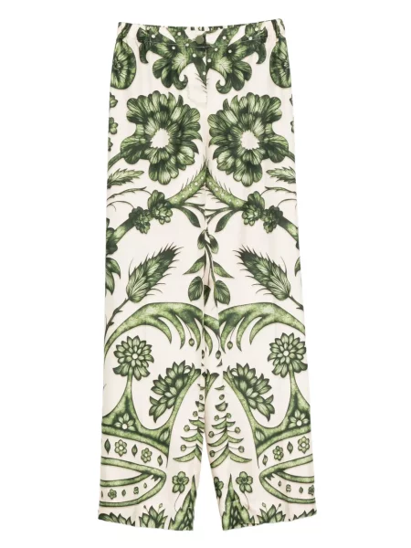 Pantaloni F.r.s For Restless Sleepers de mătase cu model floral cu imagine verde